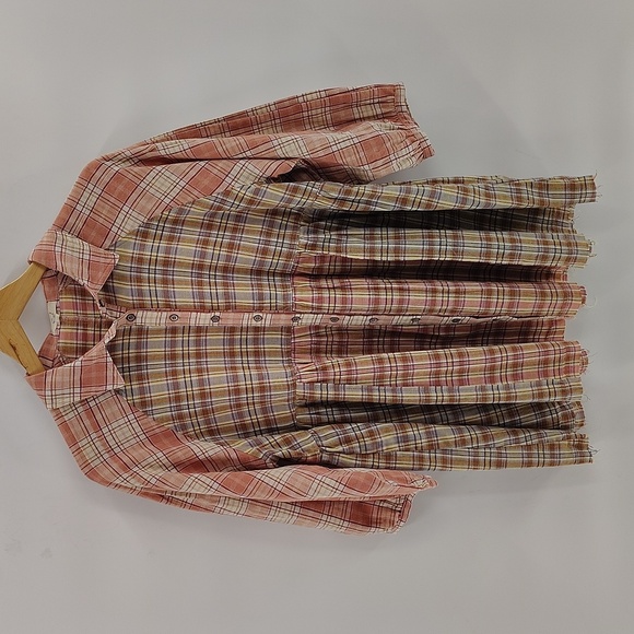 Easel Reach Out Button Soft Cotton Button Down Top Size Large Plaid Button Up - Picture 1 of 9